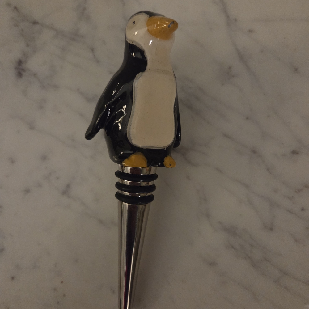 Penguin Wine Bottle Stopper - Black and White